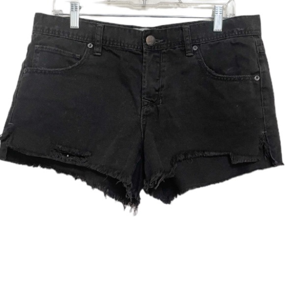 Free People Button Fly Sharkbite Raw Hem Shorts - Picture 2 of 4